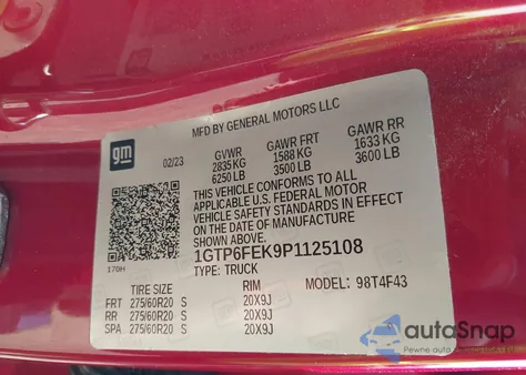 2023 GMC Canyon 4Wd Short Box Denali from USA, damaged, VIN 1GTP6FEK9P1125108